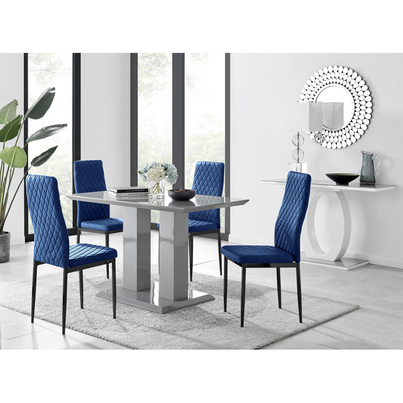 4 - Person Dining Set, Navy/Black