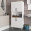 Armoire de salle de bain moderne Tadwick, blanc, 23,4 x 55,3 x 11,6 pouces | 100% panneau de particules enduit de mélamine, épaisseur: 0,7 pouce | Plusieurs tablettes murales pour un rangement organisé, une conception élégante et fonctionnelle