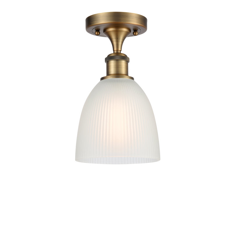 Plafonnier semi-encastré 1 lumière Madelina, Blanc, Ampoule non incluse, Laiton brossé