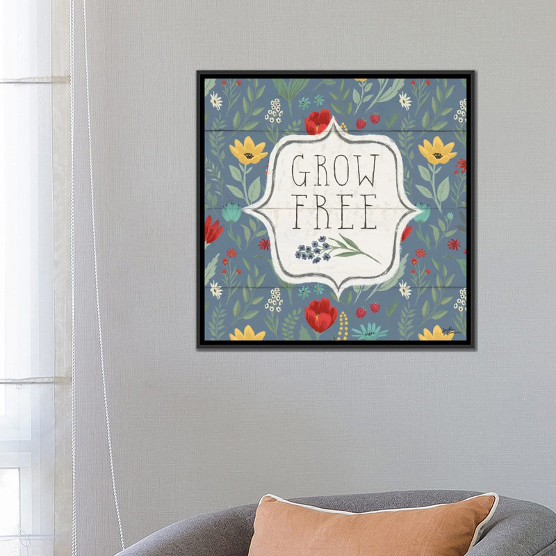 « fleuriing pensées vi », impression sur toile, H 18 po x l 18 po x P 1,5 po, Toile avec cadre noir, Pas de tapis