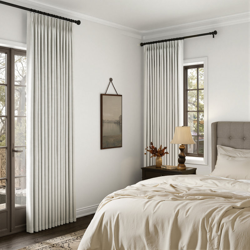 Pinch Pleated Curtains,Full Blackout Drapes Back Tab Pinch Pleat Curtain with Hooks+Rings, Birch, 40" W x 90" L