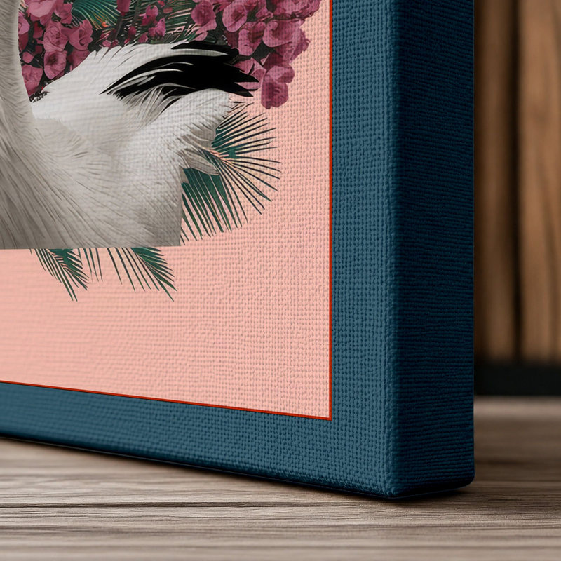 Pelican at Sunset Coastal - Wrapped Canvas, 30x20 - 76.2 x 50.8 cm, Teal Border