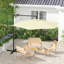 Parasol en porte-à-faux beige 9,5 pi, avec fonction pour le jardin, la piscine, la cour arrière, l'évent robuste pour terrasse