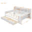 Lit de jour double en bois avec tablettes de rangement, lit multifonctionnel avec deux tiroirs de rangement et bureau d'étude-1530480122-1530480121