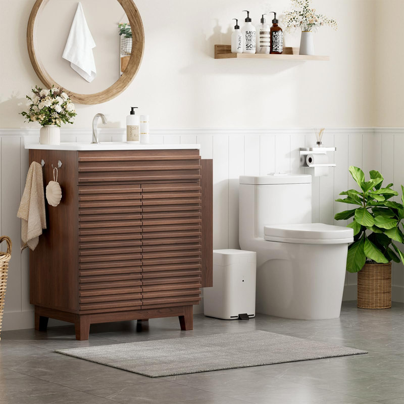 Meuble-lavabo 29 po avec lavabo, meuble-lavabo Mid-Century 29 po