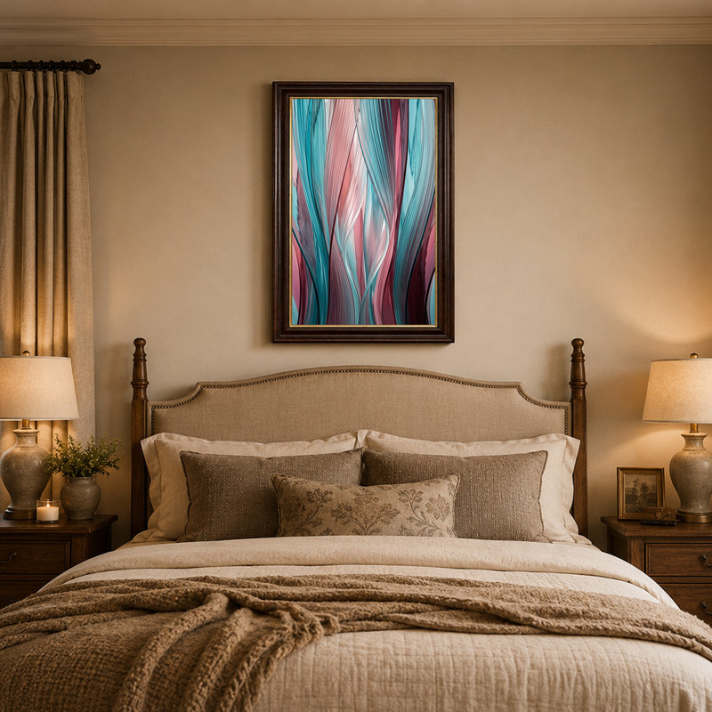 «Pink and Teal», 18"H x 12"W
