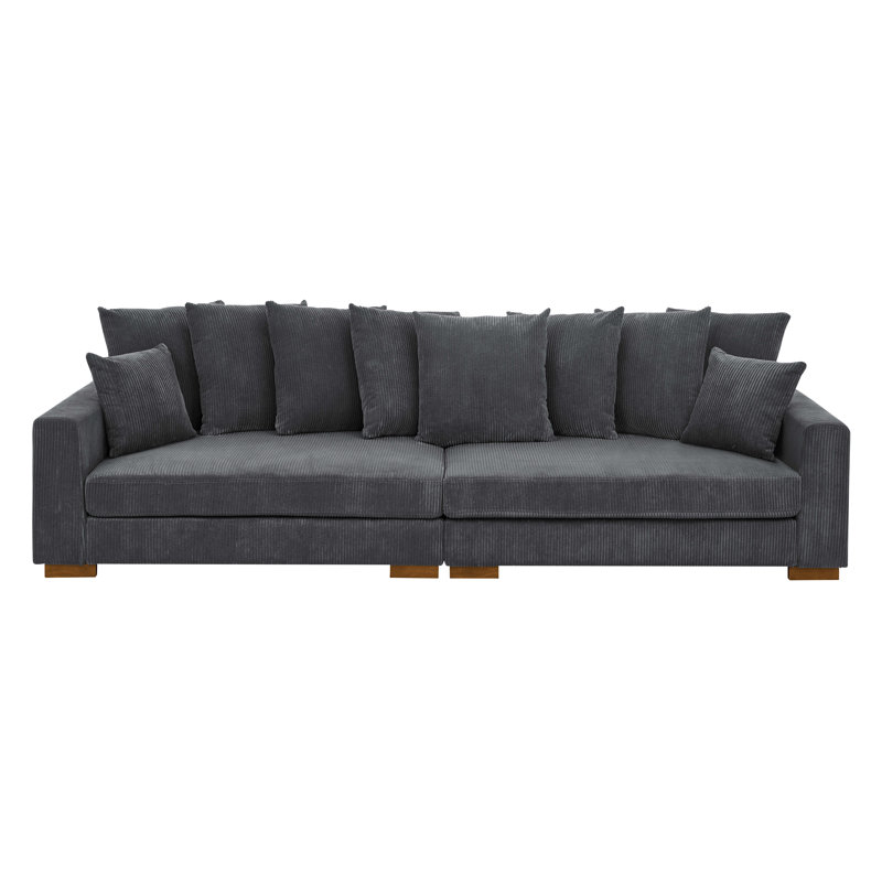 Catasha 116'' Corduroy Sofa, Midnight Gray Corduroy