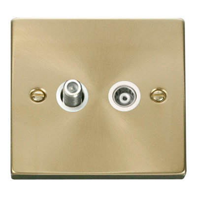 Satin Brass Satellite And Isolated Coaxial 1 Gang Socket