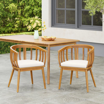 ensemble de 2 chaises de patio Woode Frame avec coussin moelleux et pieds robustes