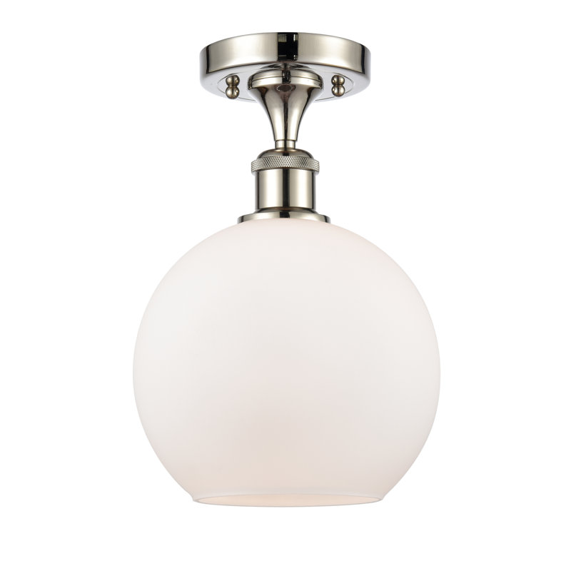 Plafonnier semi-encastré 8 lumières Baptista, Blanc mat, Nickel poli, 12'' H X 8'' W X 8'' D
