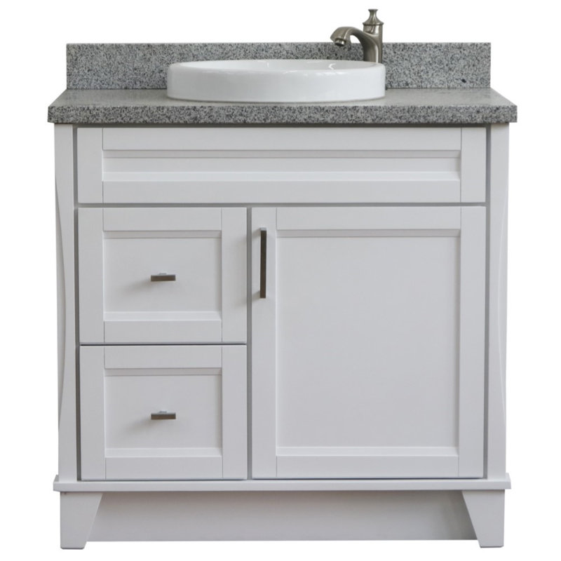 37'' Single Bathroom Vanity with Top, Gray, White