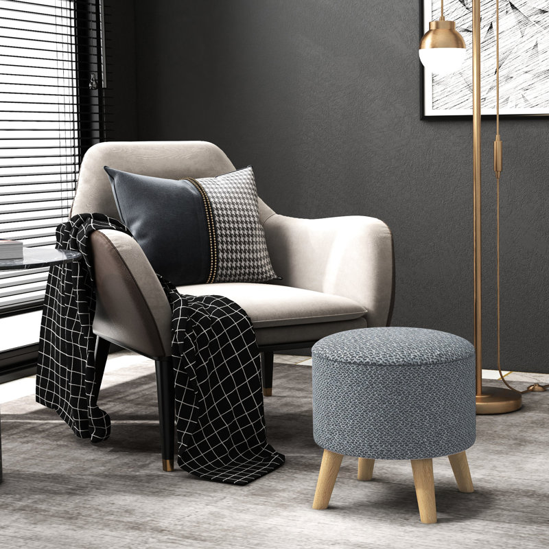 Tabouret de rangement rond gris, option de sièges confortables gris avec plateau rembourré et espace caché