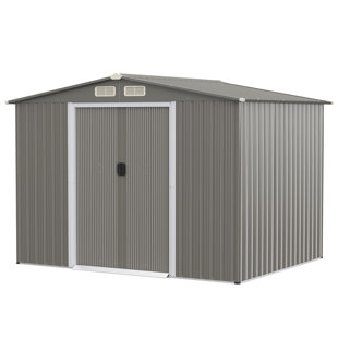 8 X 6FT Outdoor Storage Shed W/Lockable Sliding Door Galvanized Steel Shed