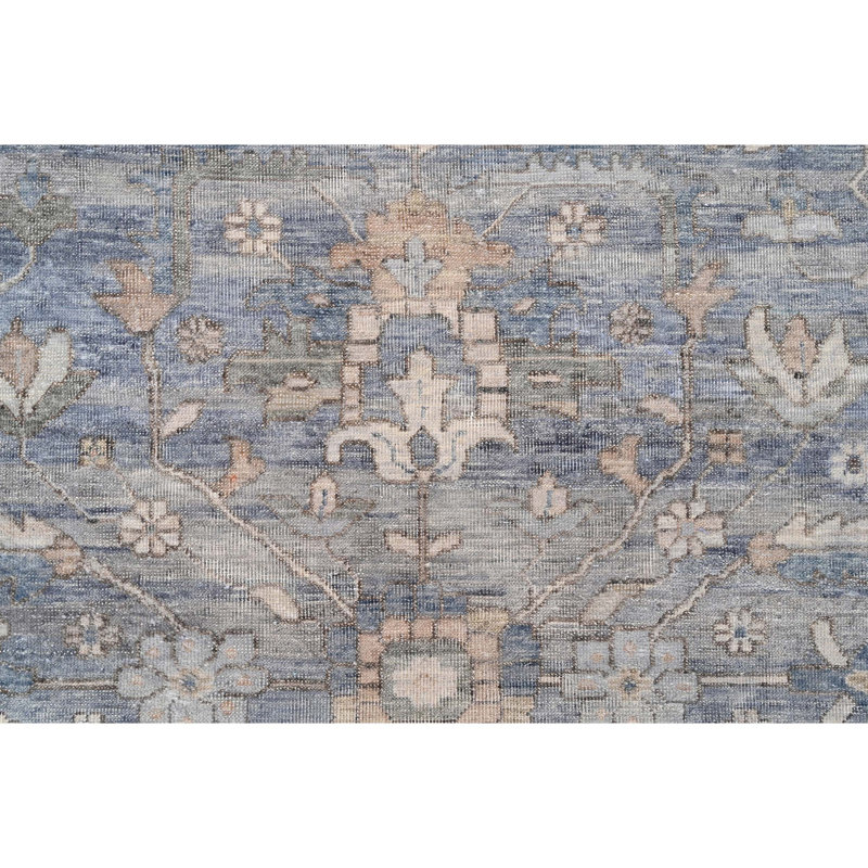 Wool Oriental Area Rug in Gray/Blue/Cream, Rectangle 9' x 12'