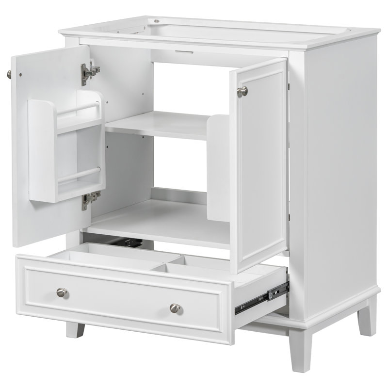 Armoire de salle de bain moderne moderne avec portes et tiroir, Blanc