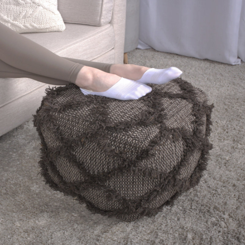 Pouf en laine et coton fabriqué à la main, couleur brune | Idée de cadeau, Brun