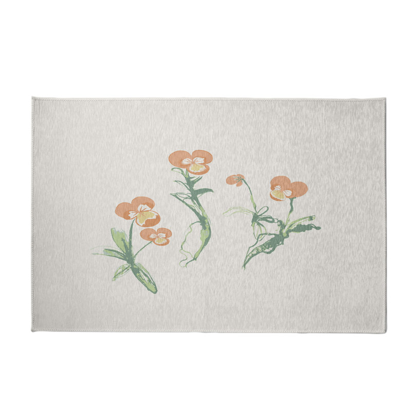 Orange florale/Tapis décoratif vert alvordton, Rectangle 4 pi x 6 pi