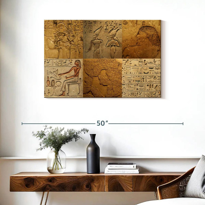 Keiri Egyptian Hieroglyph Collage, 24" H x 36" W