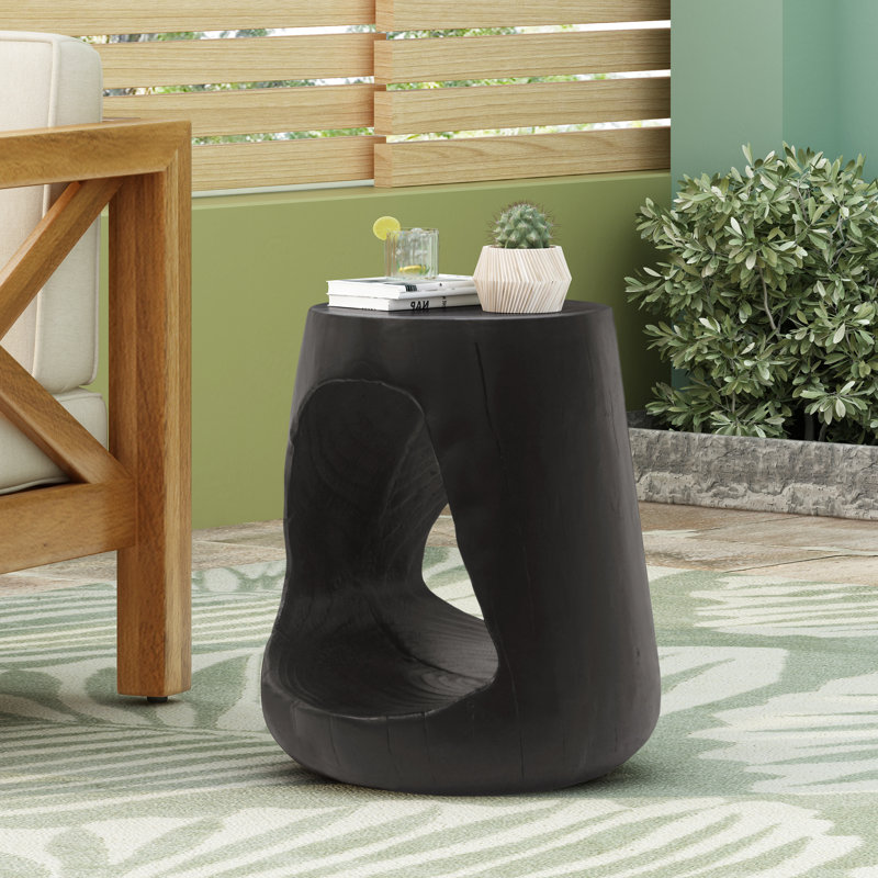 Table d'appoint Mgo Hollow, texture bois, noir, Noir, noir, noir, noir