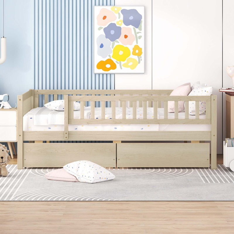 Kallel Daybed with Two Drawers and Guardrails, Full/Double, Off White