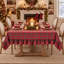Red Ruffled Plaid Christmas Tablecloth, 60 by 120 Inch