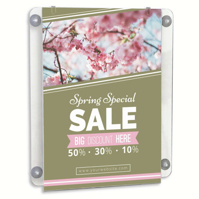 Porte-affiche M&T Affiche 11 x 17 en acrylique de qualité supérieure | Cadre double portrait transparent avec 4 ventouses | Anti-reflets pour vitrines, portes, verre - Affiche facile et changement de menu - paquet de 2