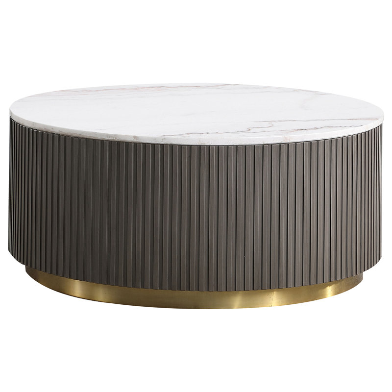 Ensemble de 3 tables basses et tables de bout en marbre blanc Sennewald (table basse incluse)