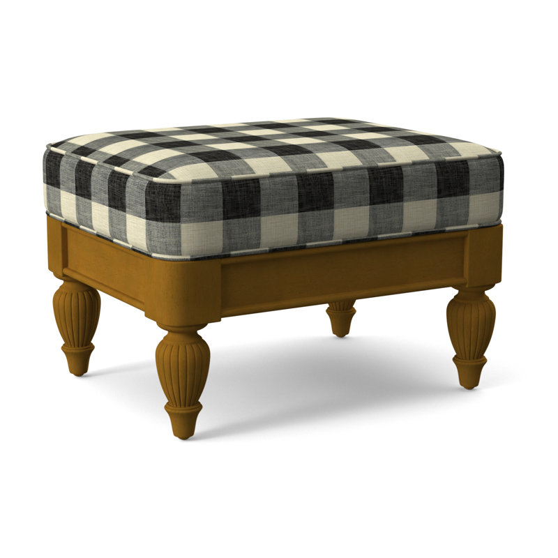 Grand View Ottoman, Black Buffalo Check; 0120-81, Celery Finish