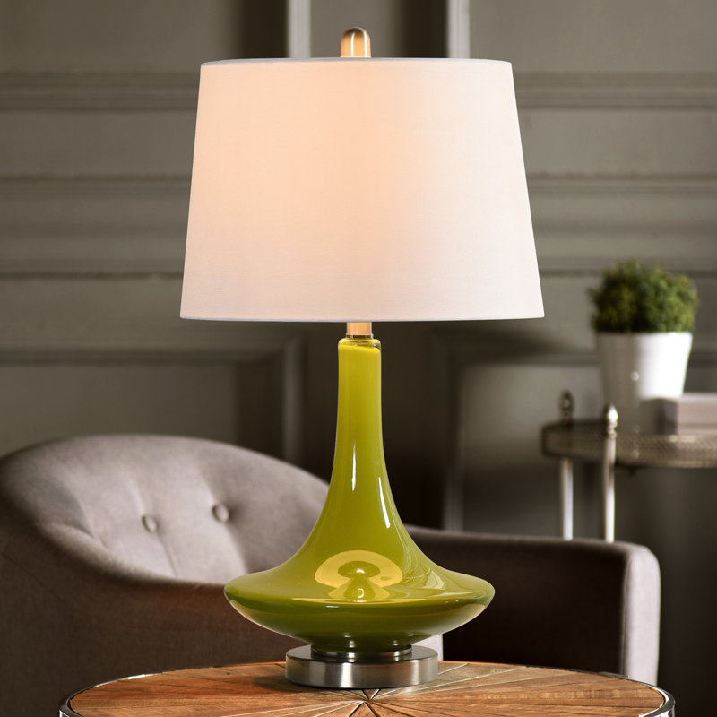 Lampe de table en métal et verre Beresford avec interrupteur à 3 voies, Vert