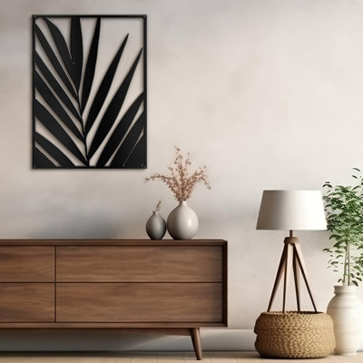 Décoration murale en métal noir abstrait tropical minimaliste moderne à suspendre