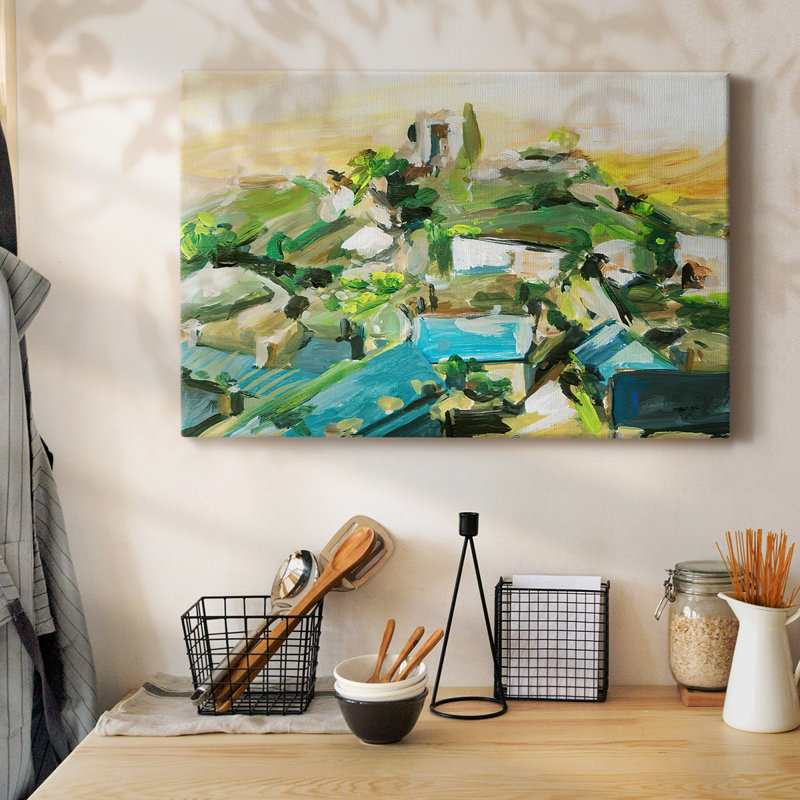 «Spring Village III», toile tendue avec châssis, H 12 po x l 18 po