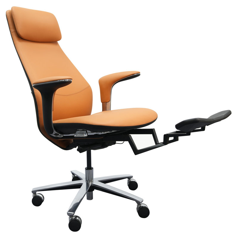 Caybree Genuine Leather Executive Chair, Brown