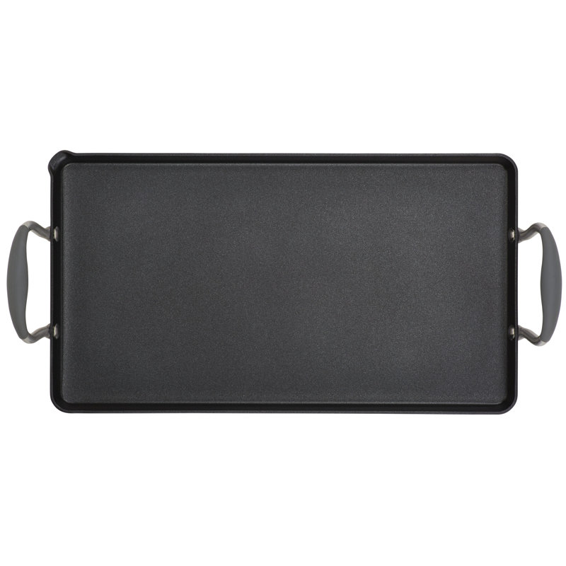 Anolon Advanced Home Hard Anodized Nonstick Double Burner Griddle, 10 Inch X 18 Inch, Gray