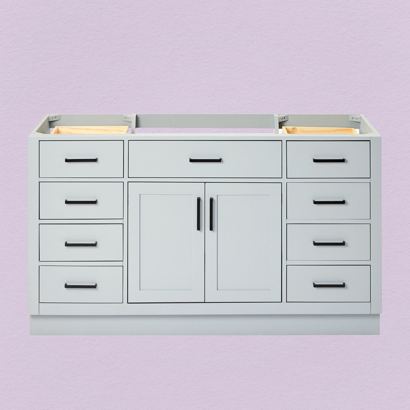 60" Single Sink Bathroom Vanity, Gray, Matte Black