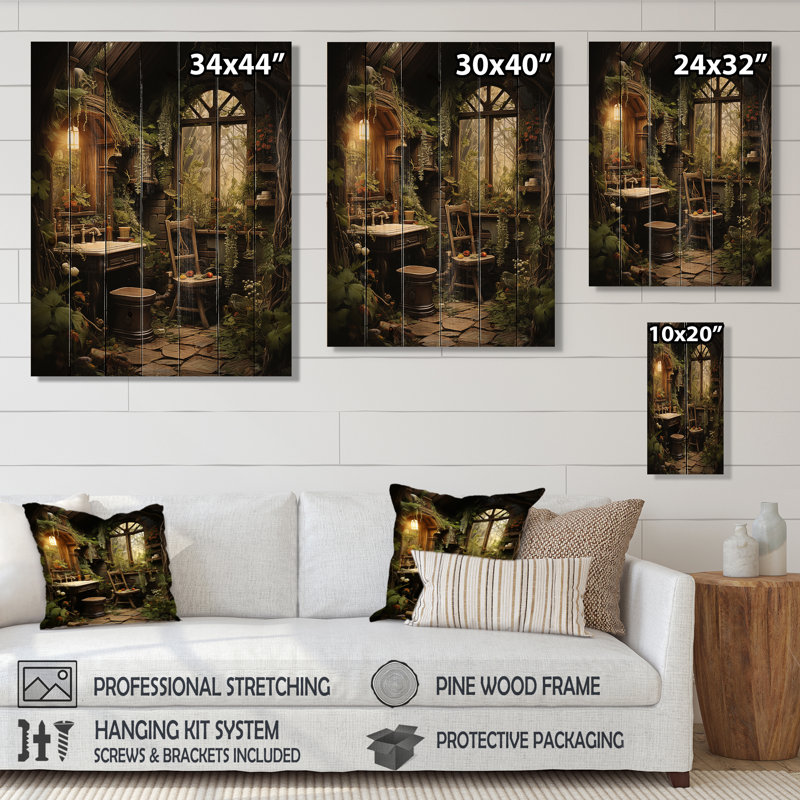 " Bathroom Rustic Woodland Retreat IV ", 40" H x 30" W x 0.78" D