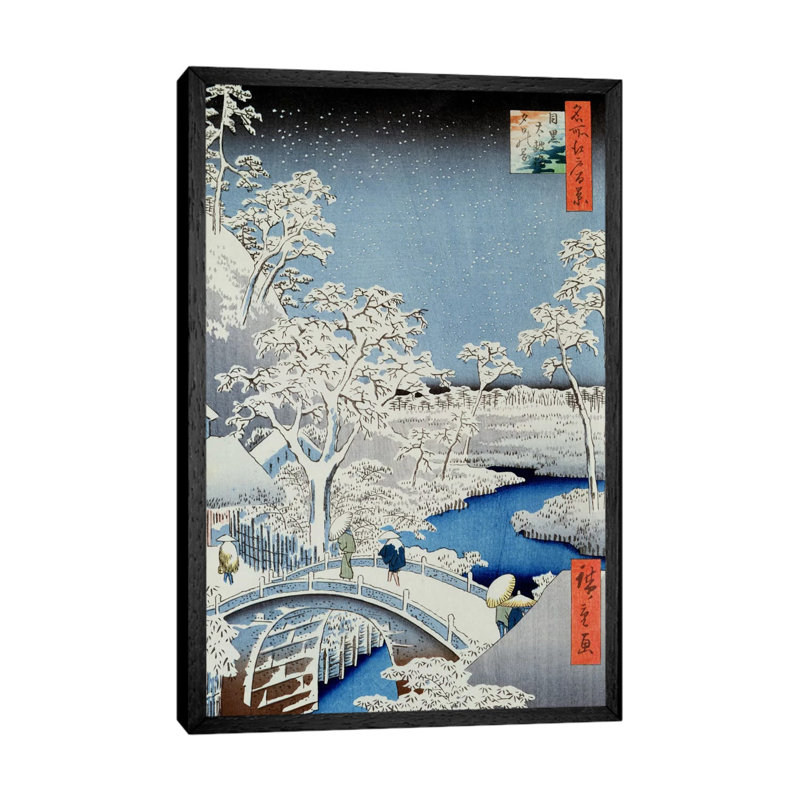 Winter Landscape by Japanese School - Floater Frame Painting on Canvas, 152.5 cm H x 101.5 cm W, Black Framed