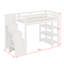 Lit mezzanine avec tablettes, escalier de rangement, petite armoire et lumière DEL-106765761