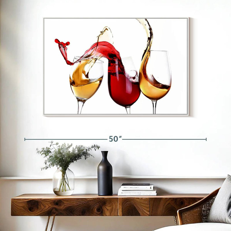 Éclaboussures de vin, Cadre flottant blanc, 40 po x 27 po