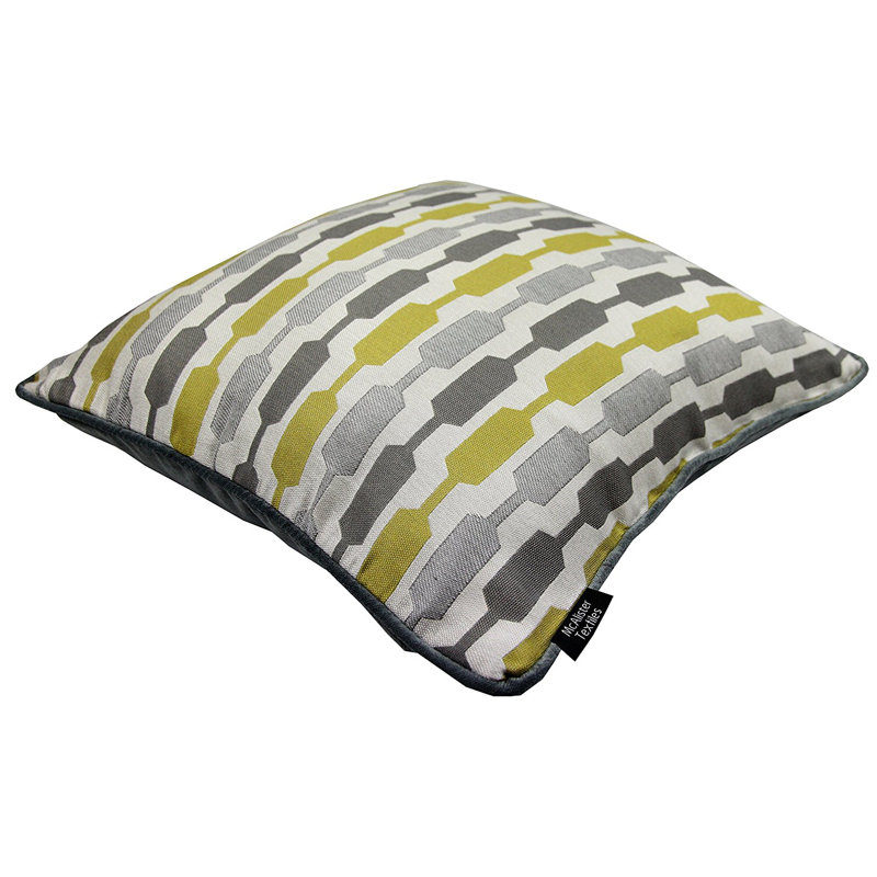 Lizeth Geometric Square Cushion, 43 x 43cm, Orche/Grey