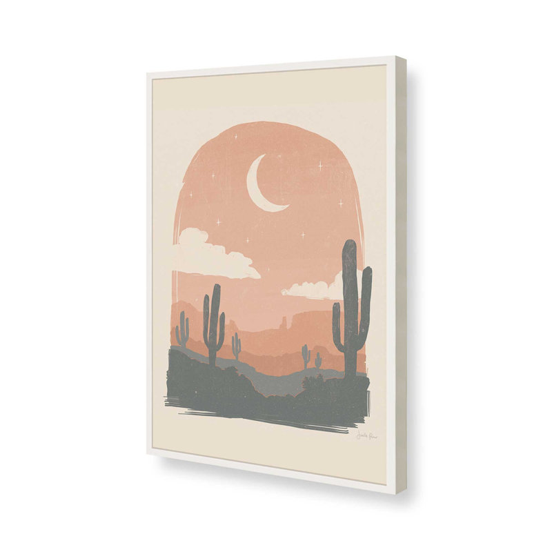 Impression de silhouettes de cactus II, H 11 po x l 9 po, Encadrement de coin ouvert blanc opaque