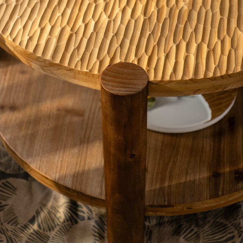 Round Coffee Table with Storage Shelf