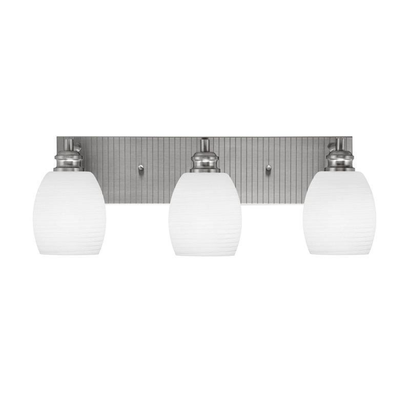 Éclairage pour meuble-lavabo à 3 lumières Jarquis, Nickel brossé, Blanc