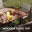 Huskins 7-Piece Aluminum Outdoor Dining Set With Wooden Table Top, Wicker Chairs And Light Grey Cushions