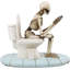 Squelette constipé Ebros, éternelle vie après la mort, assis sur une cuvette de toilette alors qu'il parcourait son téléphone portable Figurine Macabre Ossuary