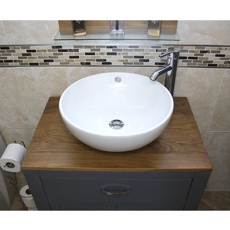 Shelby 700mm Single Bathroom Vanity with Vessel Ceramic Basin, Grey
