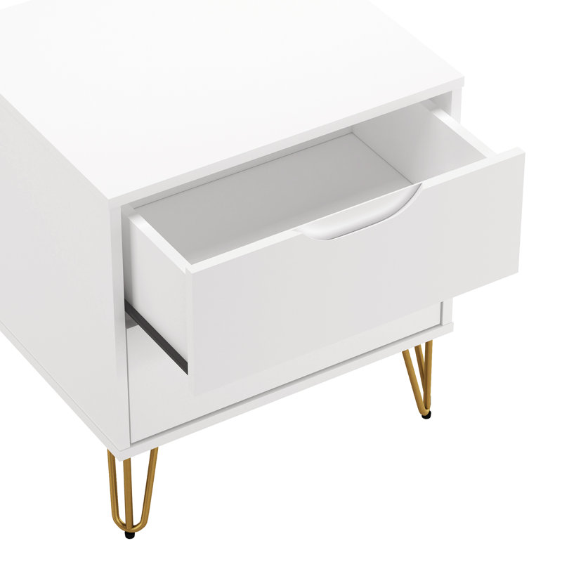 Ensemble de chambre à coucher avec commode et table de chevet 2 pièces Avira, White