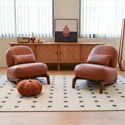 Fauteuil de chambre en similicuir brun Wood