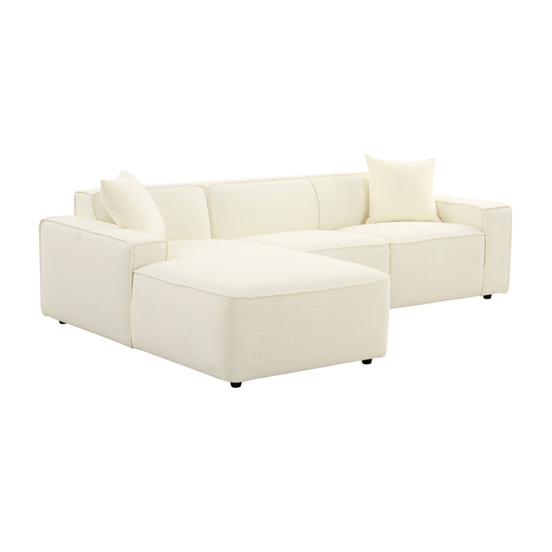 Olafur Sectional, Left Hand Facing, Cream Velvet