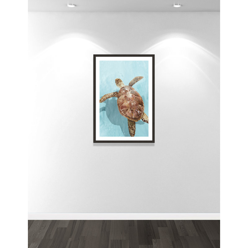 Tortue océanique II - reproduction de cadre photo, H 42 po x l 30 po x P 2 po, Encadrement espresso foncé