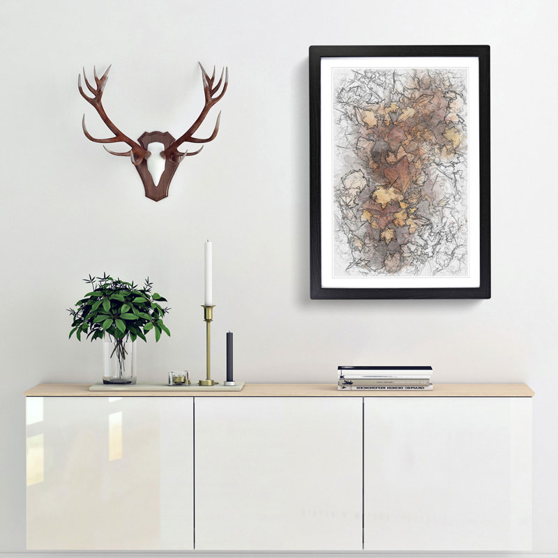 Fallen Leaves - Single Picture Frame Painting on MDF, Black Framed, 63cm H x 45cm W x 2cm D